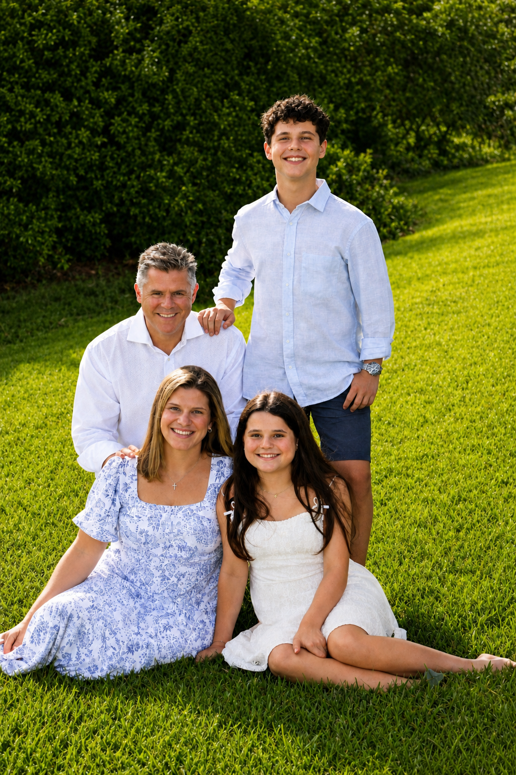 Terry Martine with his wife and two children outdoors